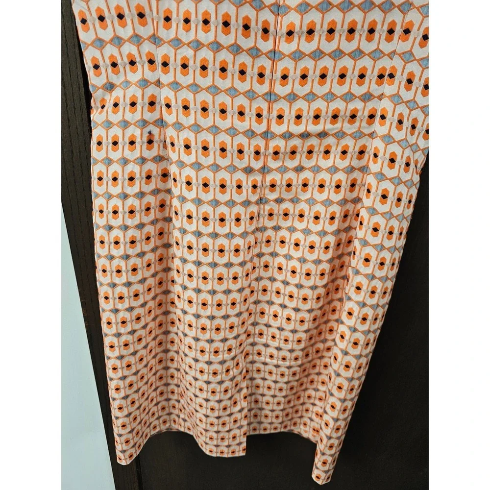 J.Crew Collection Peach Orange Geometric Jacquard Shift Dress Size 6
